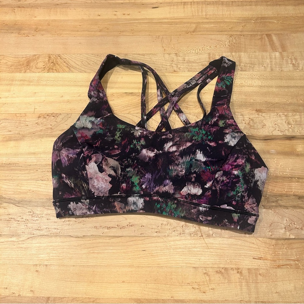 Lululemon Athletica Black and Purple Free to Be Serene Sports Bra